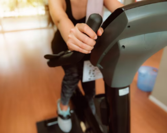exercising on a stationary bike