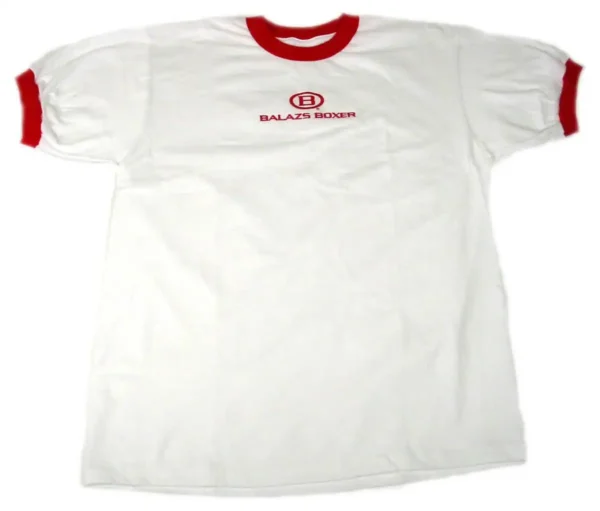 BALAZS® BOXER COTTON T-SHIRT - AM2140 - BALAZS-AM2140-BOXER-COTTON-T-SHIRT-WHITE-RED