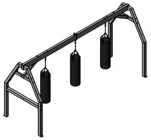 Balazs A-Frame Standard three-bag frame shown in an isometric drawing