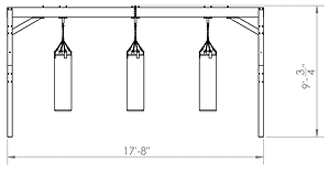 Side elevation of the Balazs A-Frame Standard three-bag frame