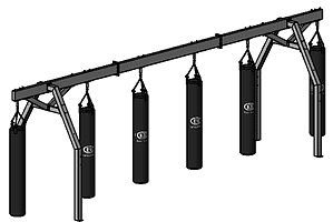 Balazs A-Frame Large six-bag frame shown in an isometric drawing