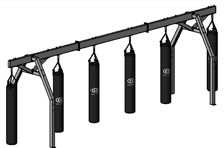 Balazs A-Frame Large six-bag frame shown in an isometric drawing