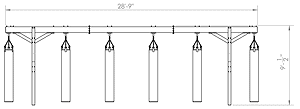 Side elevation of the Balazs A-Frame Large six-bag frame