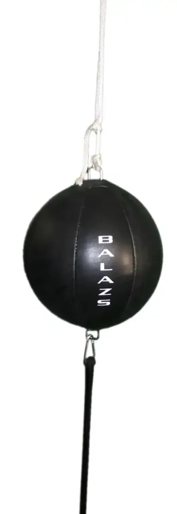 Balazs pro-leather double-end striking bag with rope and shock cord