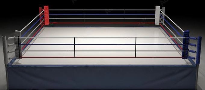 Balazs elevated competition-height boxing ring
