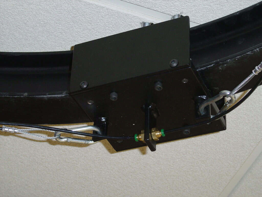Close-up of a Balazs Ultra-Trak follower trolley on the track